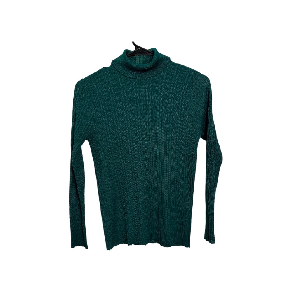 Vintage 70's Vivo by Susan Thomas Ribbed Teal Longsleeve Turtleneck Size Small